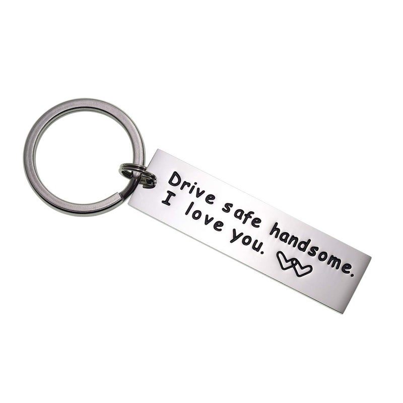LParkin Drive Safe Keychain Handsome I Love You Trucker Husband Gift for Husband Dad Gift Valentines Day Stocking Stuffer - Image 1